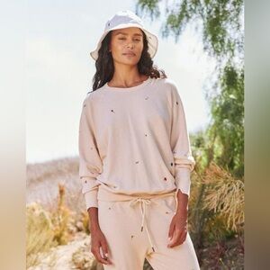 The GREAT College Tossed Floral Embroidery Sweatshirt sz 1 Whisper Pink